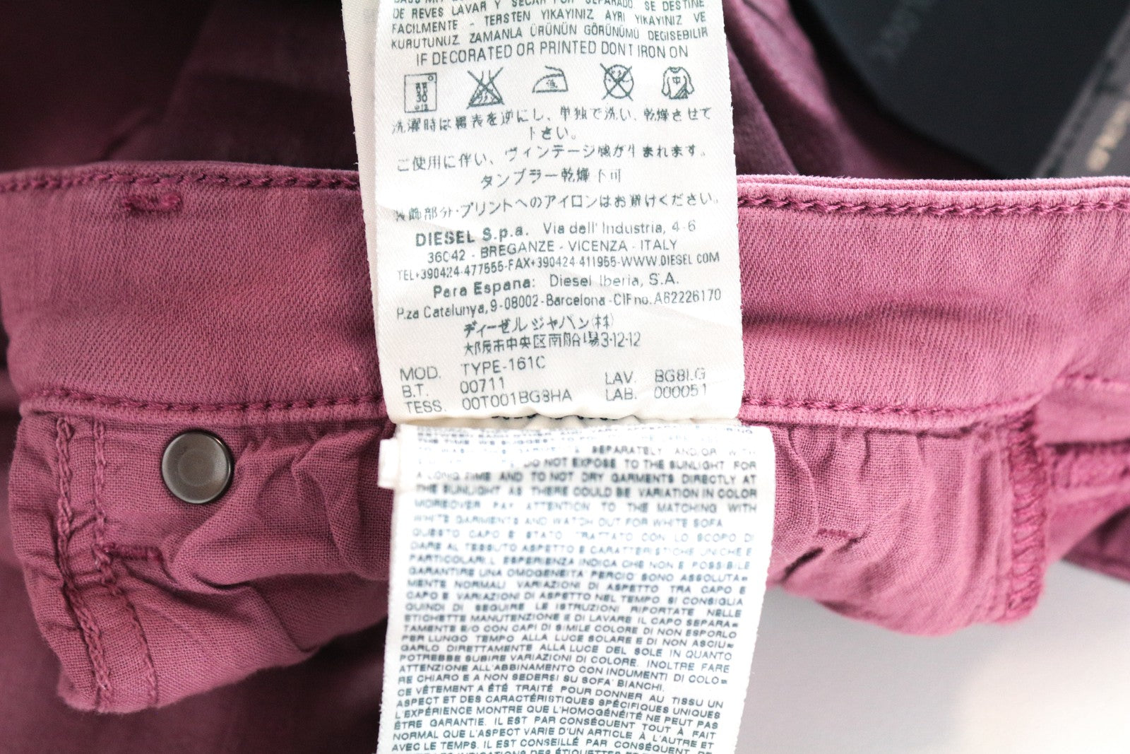 DIESEL BLACK GOLD Type-161C BG8LG Women Jeans W29 Super Skinny Cropped Purple