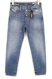 DIESEL Mharky-B 085AG Men Jeans W28/L30 Slim Skinny Plain Washed Cotton Blue