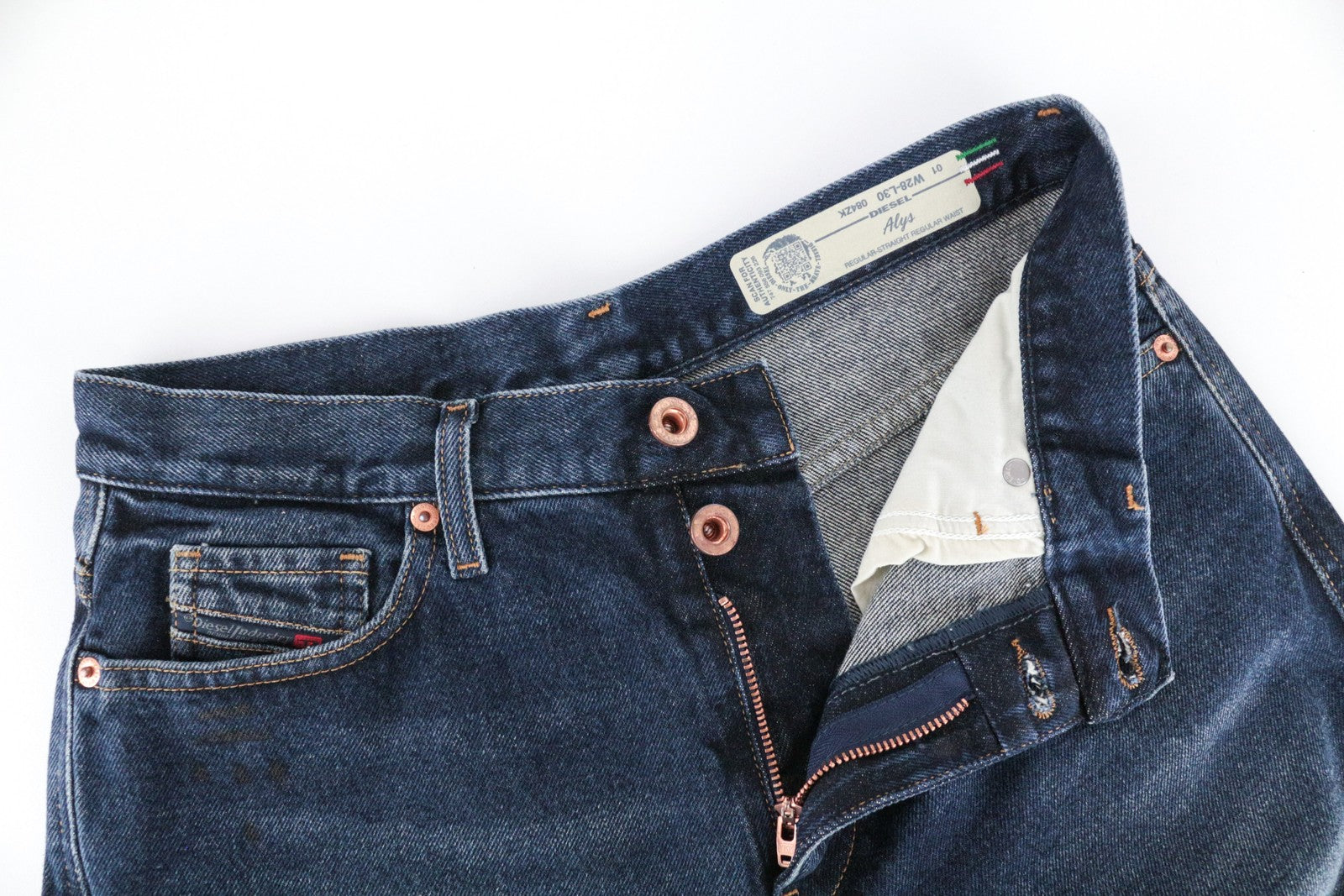 DIESEL Alys 084ZK Women Jeans W28/L30 Regular Straight Non-Stretch Dark Blue