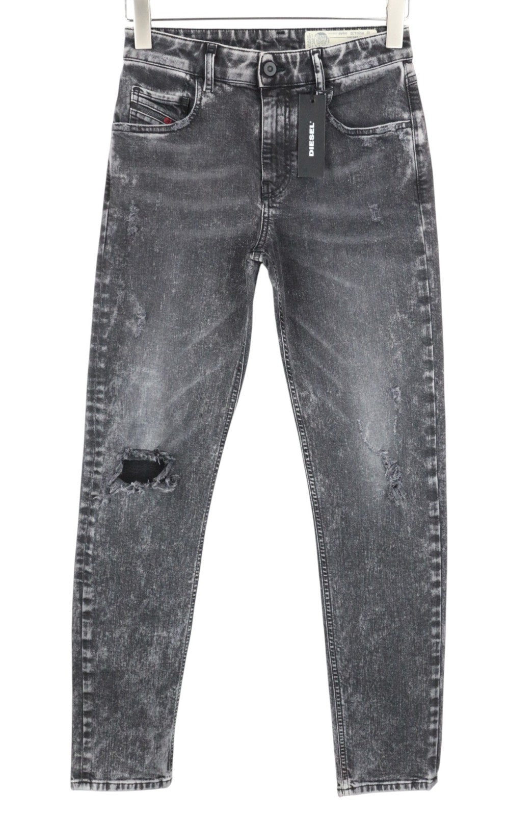 DIESEL Neekhol 069AB Women Jeans W24/L32 Straight Grey Stretch Ripped Girls