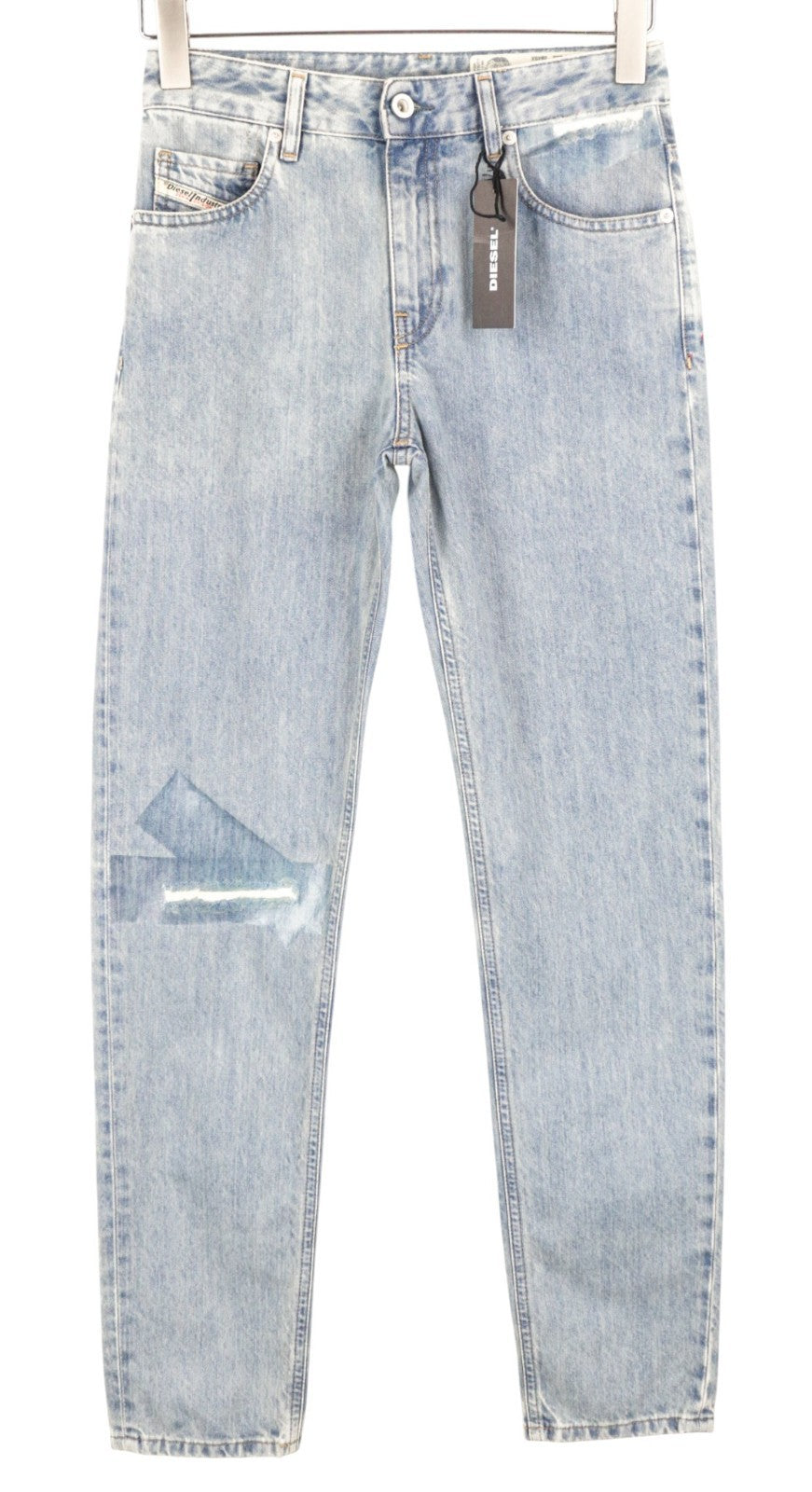 DIESEL Neekhol 084SX Women Jeans W24/L32 Straight Washed Pure Cotton Blue Girls