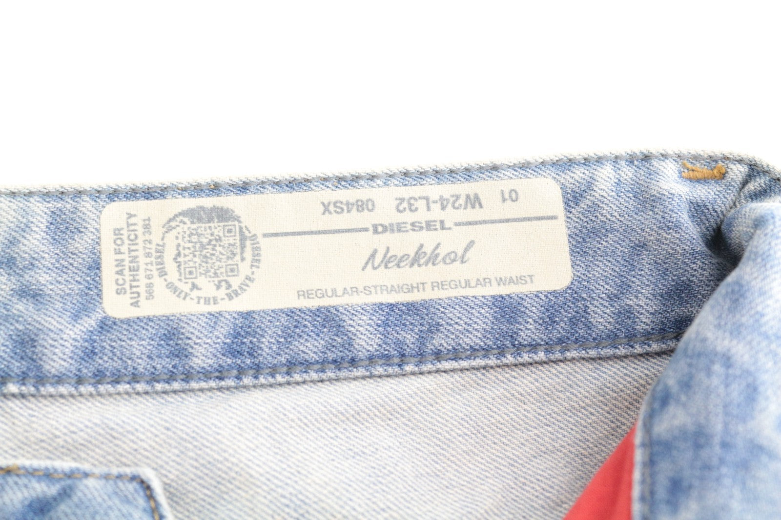 DIESEL Neekhol 084SX Women Jeans W24/L32 Straight Washed Pure Cotton Blue Girls