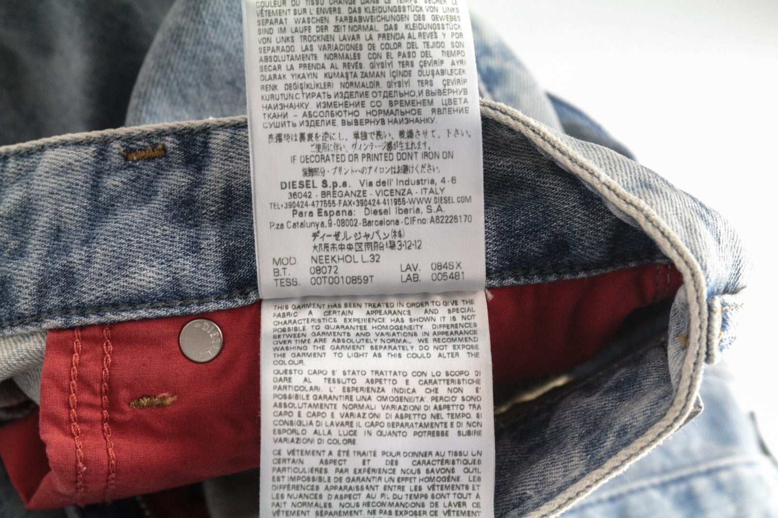 DIESEL Neekhol 084SX Women Jeans W24/L32 Straight Washed Pure Cotton Blue Girls