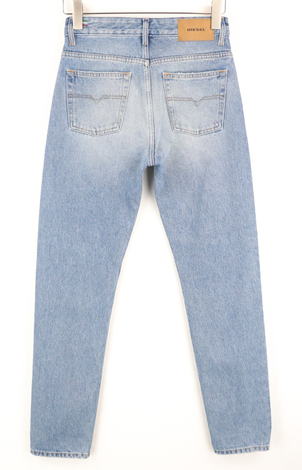 DIESEL Neekhol 0076J Women Jeans W25/L30 Straight Distressed Pure Cotton Blue