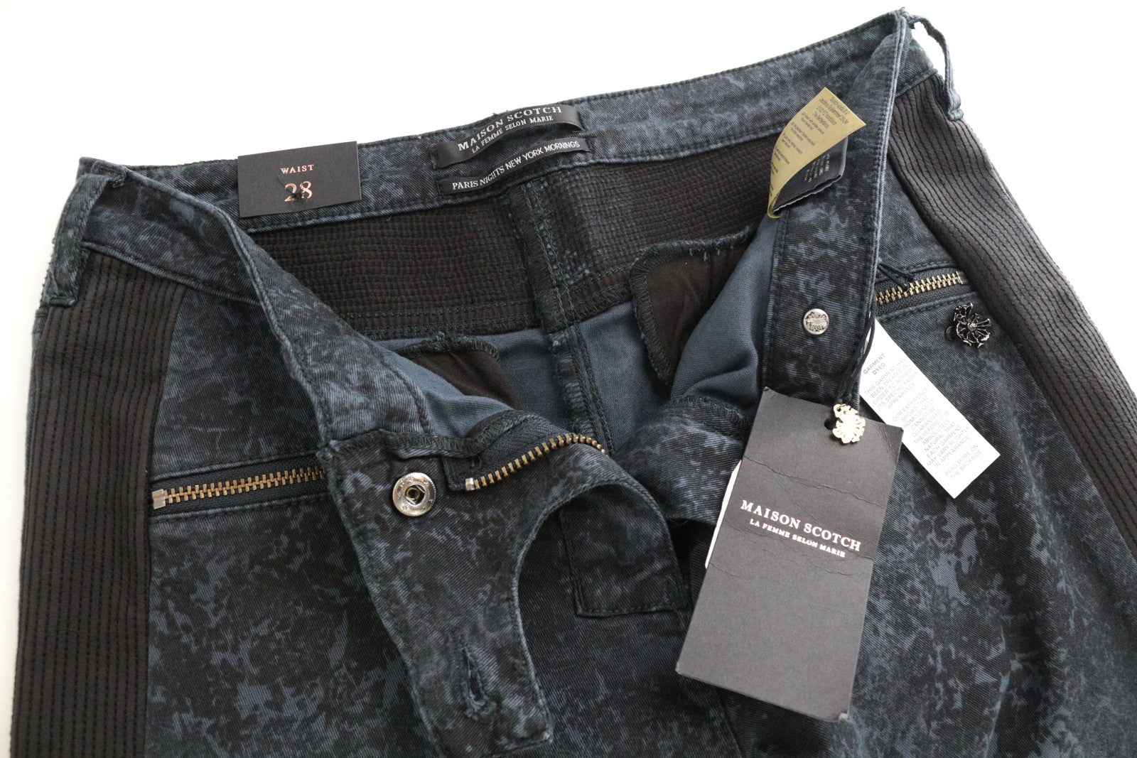 MAISON SCOTCH Women Jeans W28 Skinny Fit Grey Blue Patterned Cotton Stretch