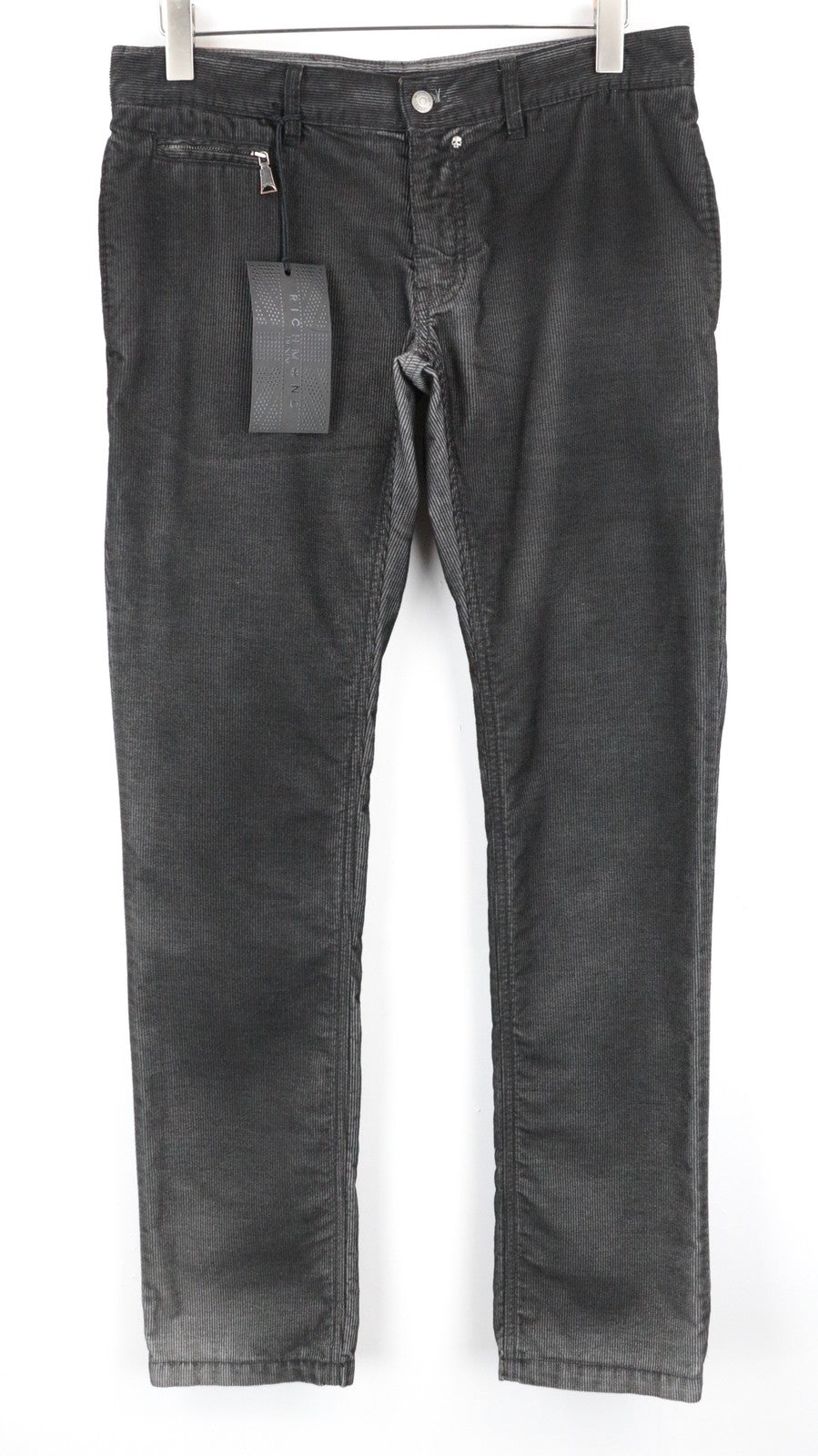 RICHMOND Men Trousers 48 Grey Slim Fit Cotton Stretch Casual Corduroy