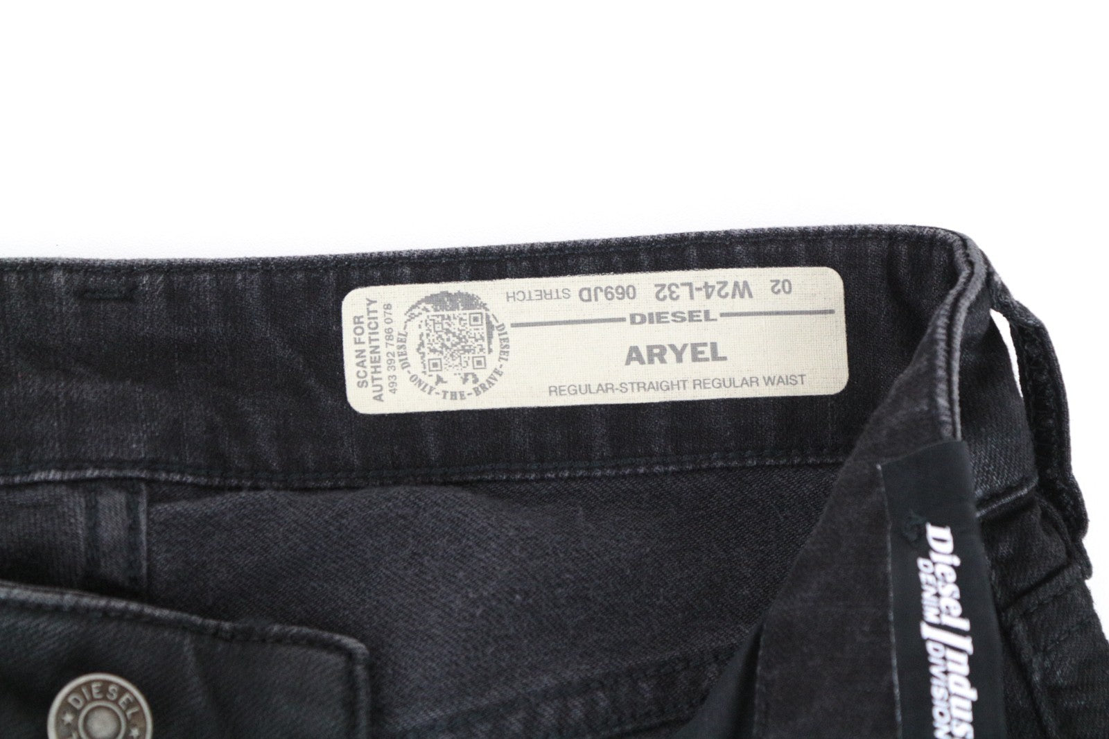 DIESEL Aryel 069JD Women Jeans W24/L32 Stretch Regular Straight Girls Black