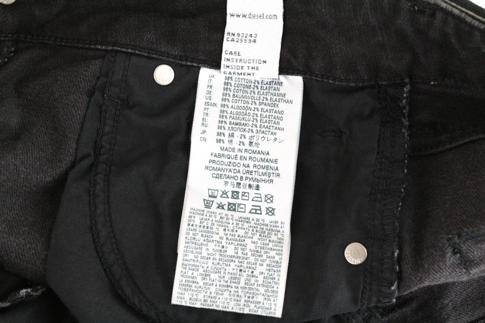 DIESEL Aryel 069JD Women Jeans W24/L32 Stretch Regular Straight Girls Black