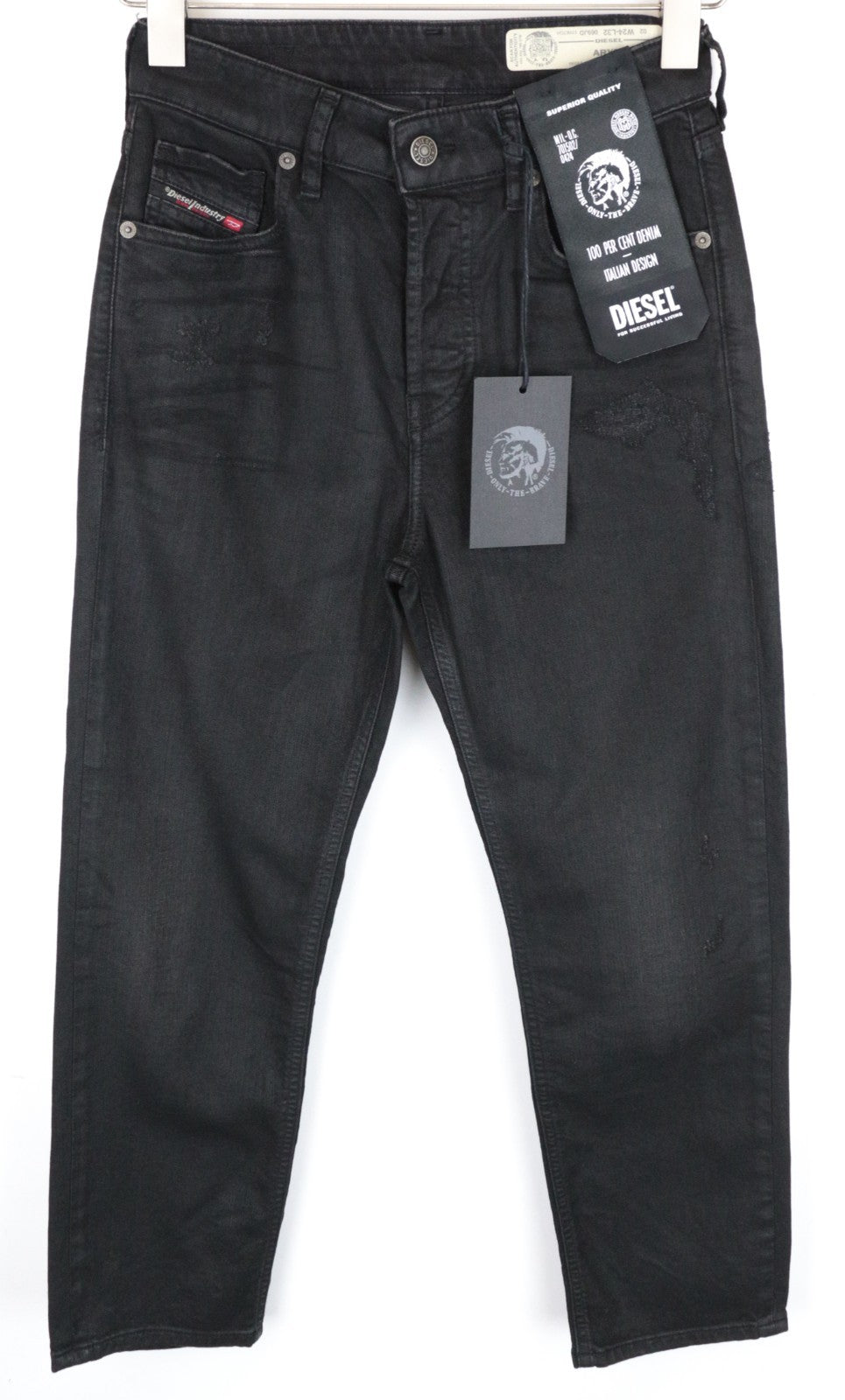 DIESEL Aryel 069JD Women Jeans W25/L30 Stretch Black Regular Straight Coated
