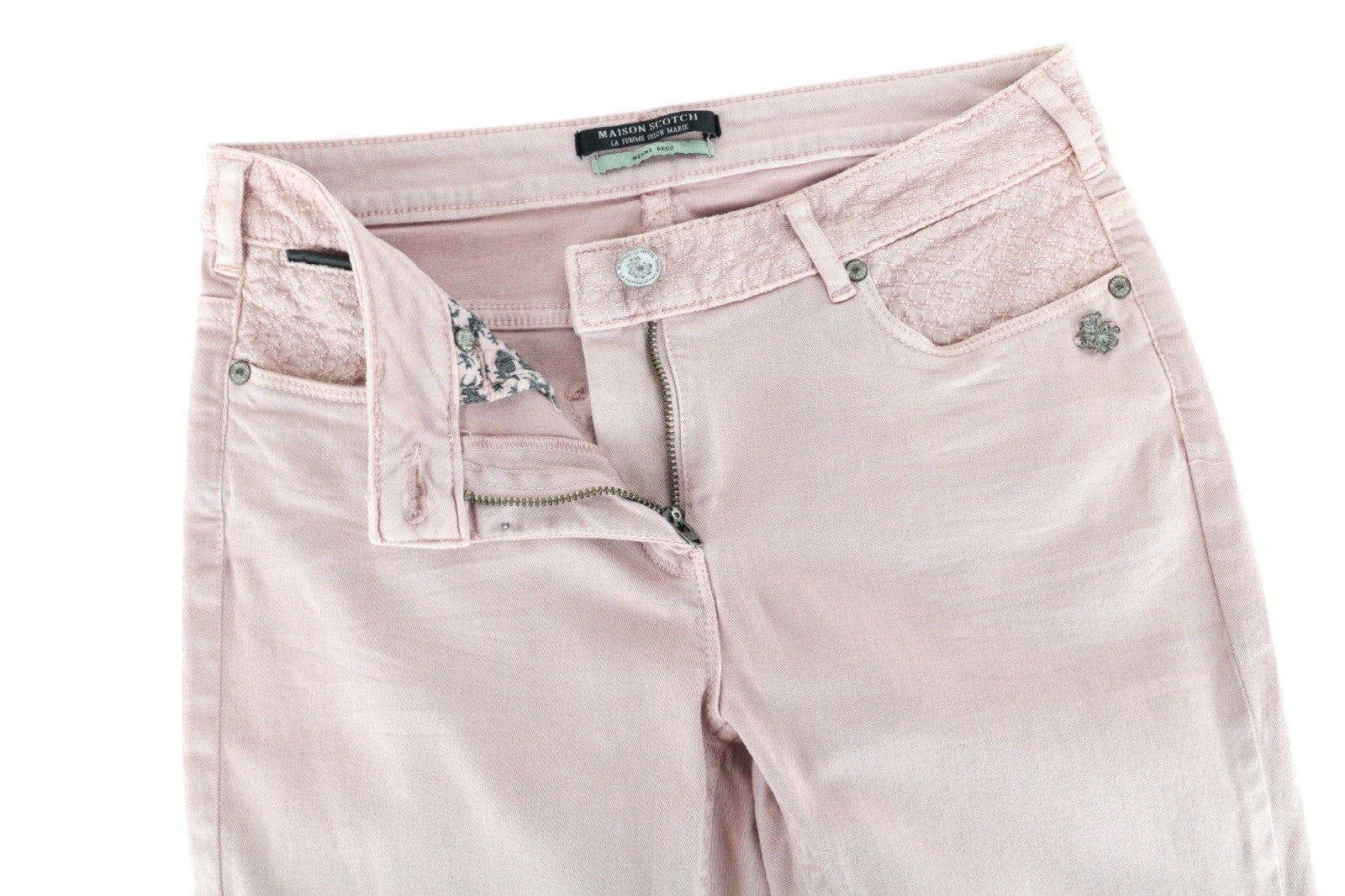 MAISON SCOTCH Women Jeans ~W30/L31 Light Pink Zipped Skinny Mid-Rise Classic~