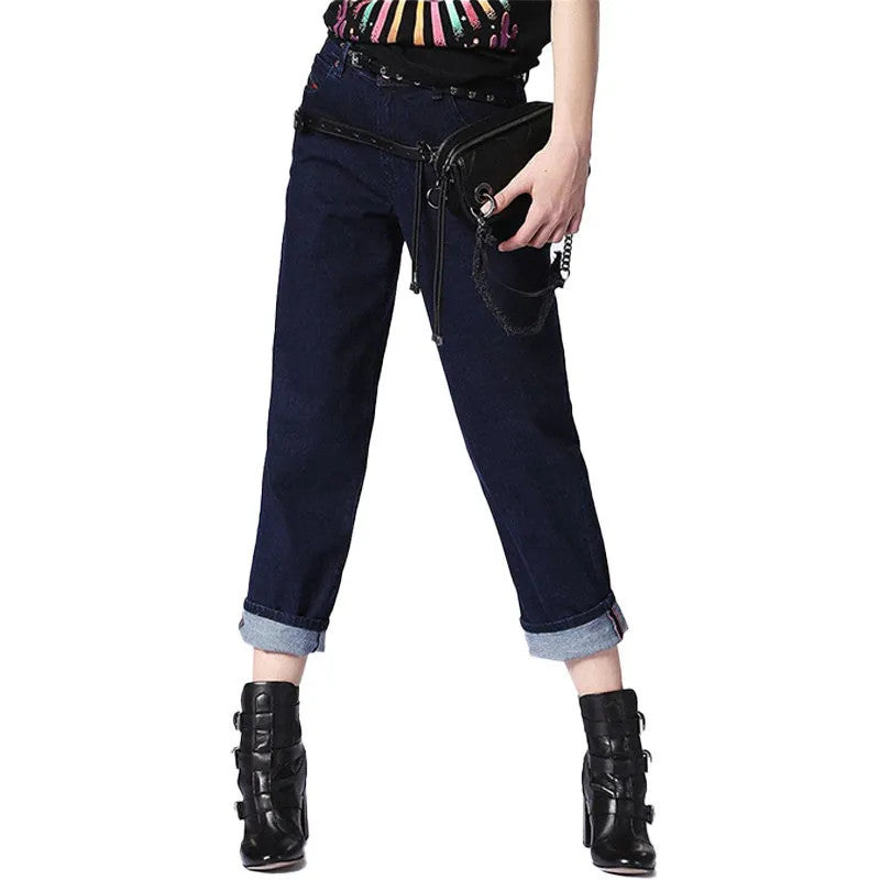 DIESEL Niclah 084CG Women Jeans W30/L32 Straight Fit Blue Stretch High Waist