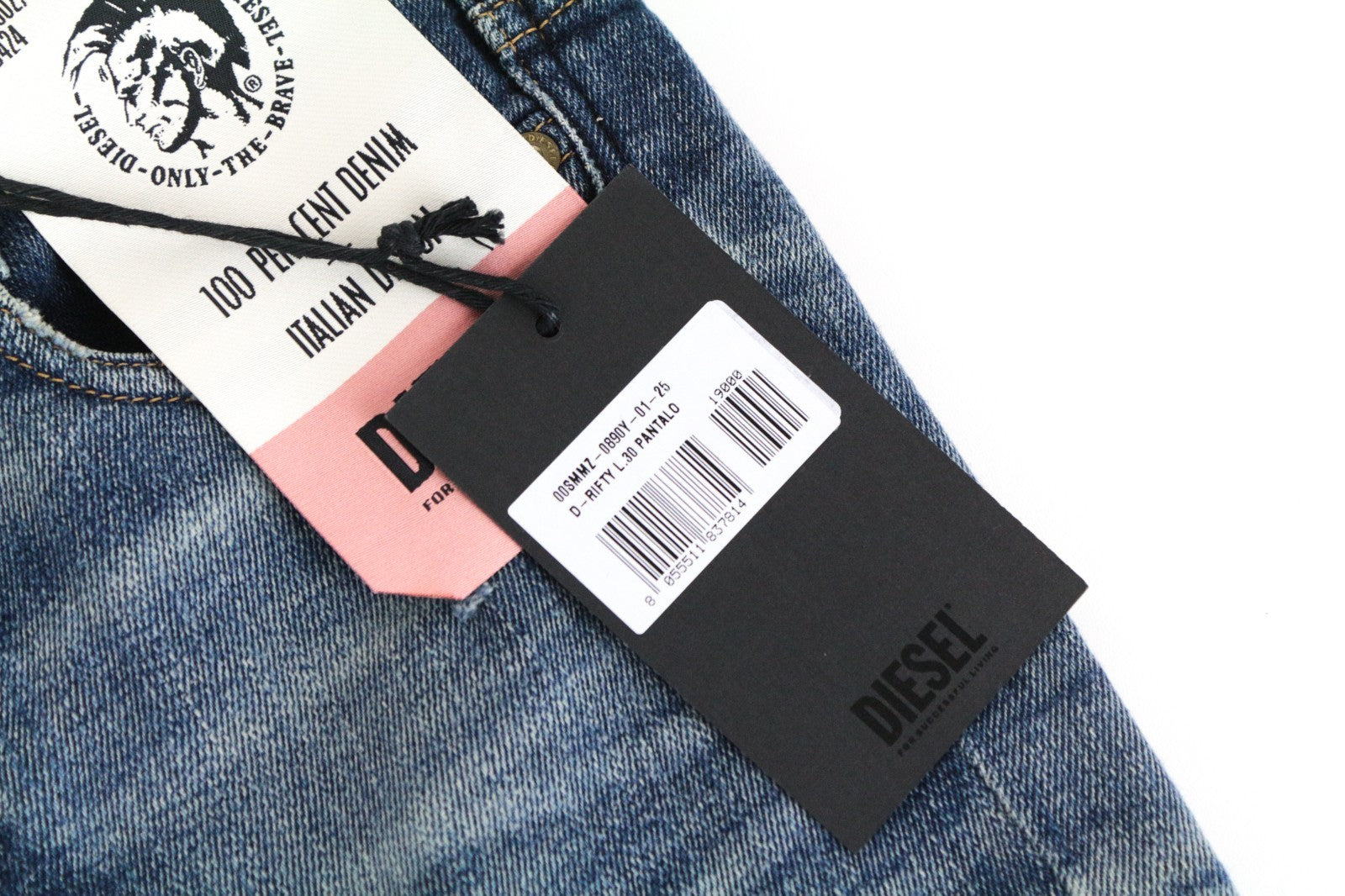 DIESEL D-Rifty 0890Y Women Jeans W25/L30 Slim Fit Washed Cotton Stretch Blue