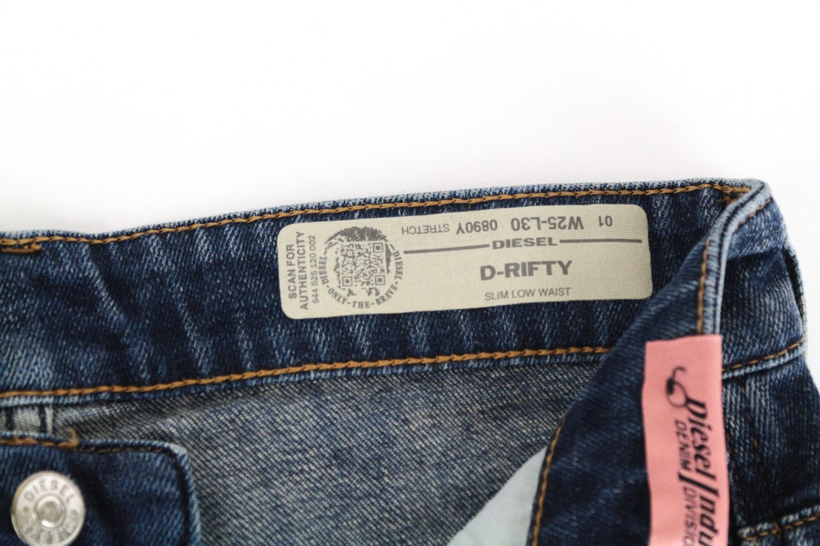 DIESEL D-Rifty 0890Y Women Jeans W25/L30 Slim Fit Washed Cotton Stretch Blue