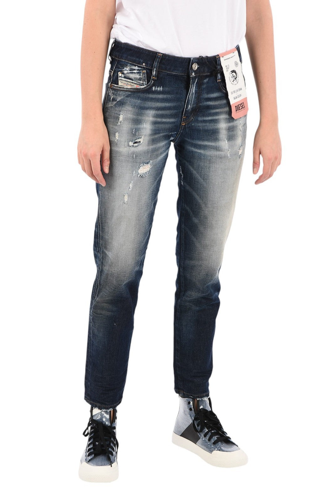 DIESEL D-Rifty 0092I Men Jeans W28/L34 Slim Distressed Cotton Stretch Blue