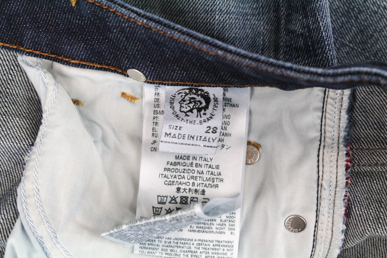 DIESEL D-Rifty 0092I Men Jeans W28/L34 Slim Distressed Cotton Stretch Blue