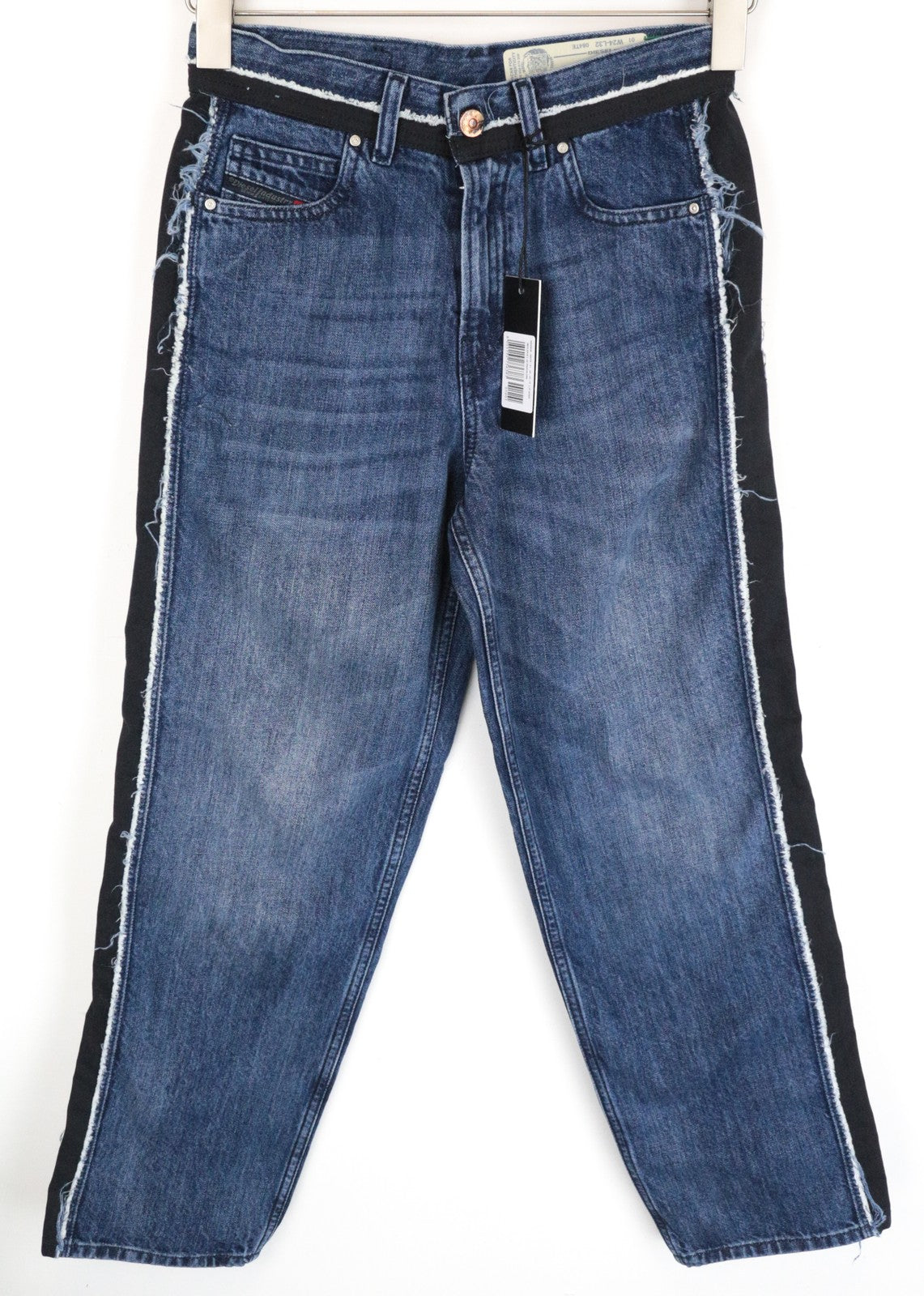 DIESEL Niclah-E 084TE Women Jeans W25/L32 Straight Fit Pure Cotton Blue Wash
