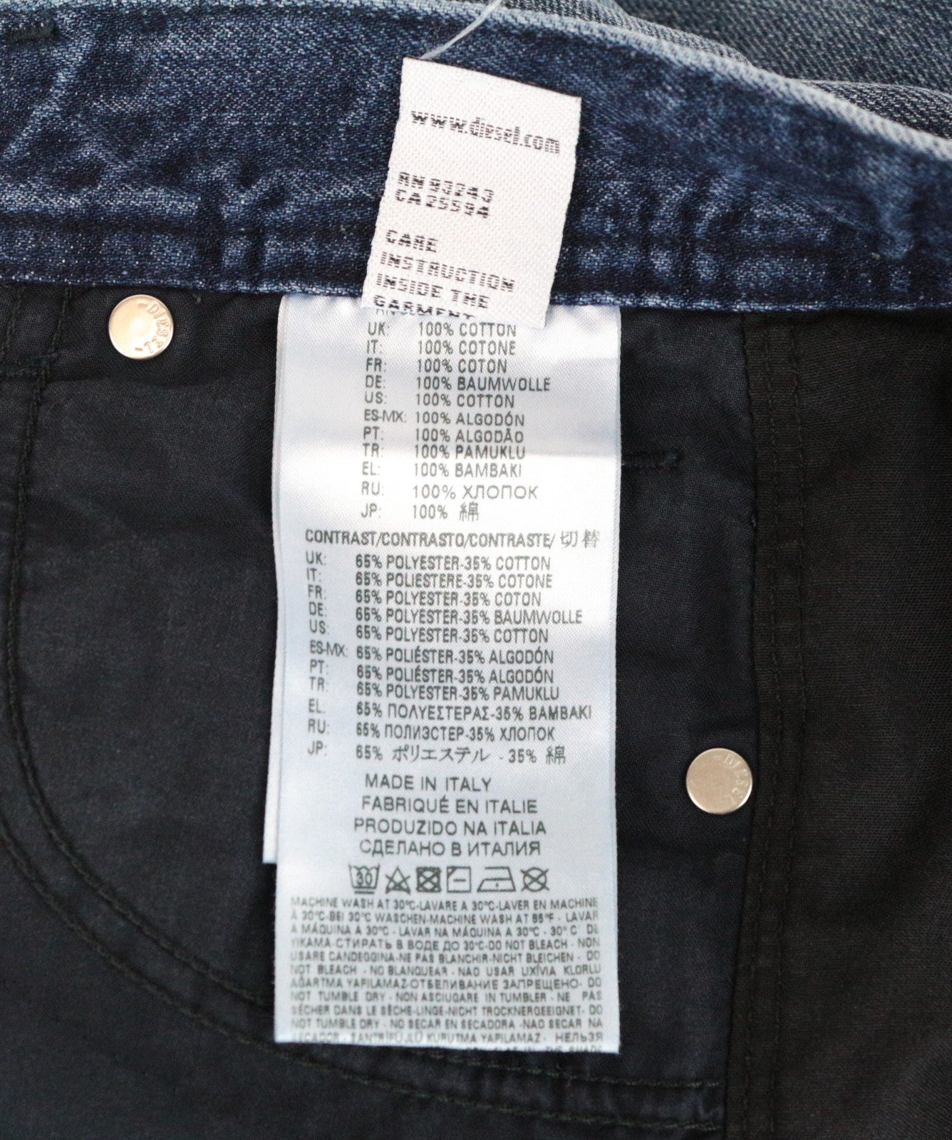 DIESEL Niclah-E 084TE Women Jeans W25/L32 Straight Fit Pure Cotton Blue Wash