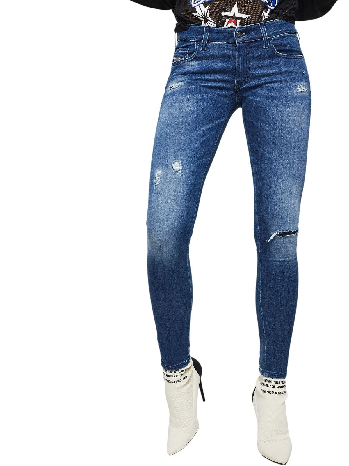 DIESEL Slandy 089AI Women Jeans W26/L32 Super Slim-Skinny Cotton Stretch Blue