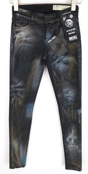 DIESEL Slandy-SP2 069IV Women Jeans W24/L32 Super Slim Skinny Grey Girl Stretch