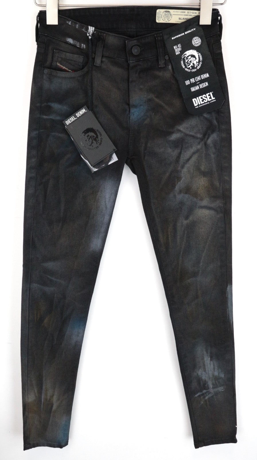 DIESEL Slandy-SP2 069IV Women Jeans W25/L32 Super Slim Skinny Fit Grey Stretch
