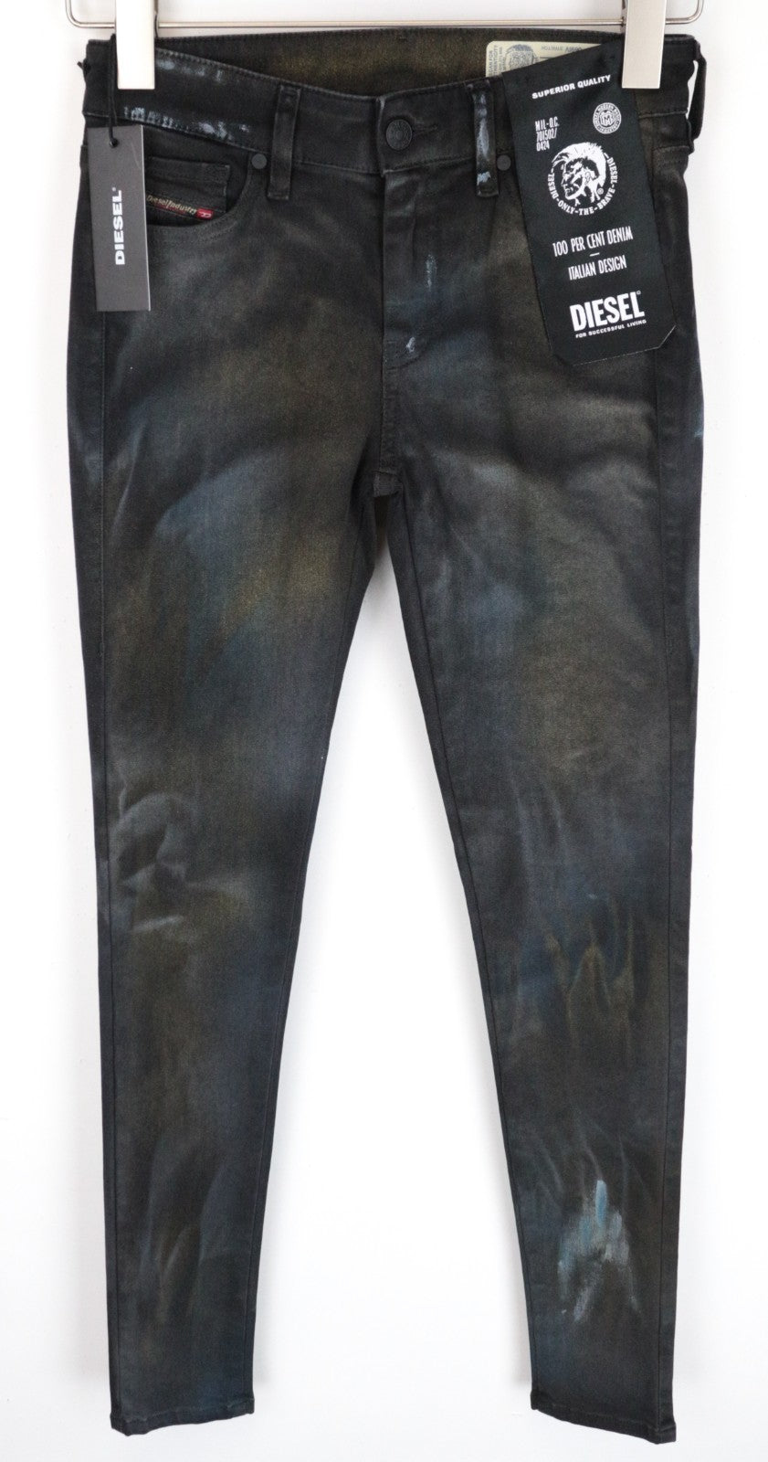 DIESEL Slandy-SP2 069IV Women Jeans W26/L32 Super Slim-Skinny Grey Stretch