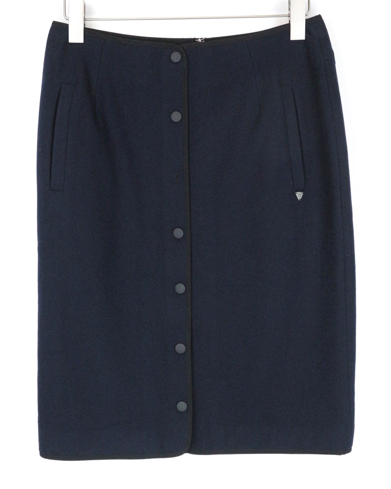 SCOTCH & SODA Women Skirt ~W31 Navy Snaps Pocketed Below the Knee Zipped Formal