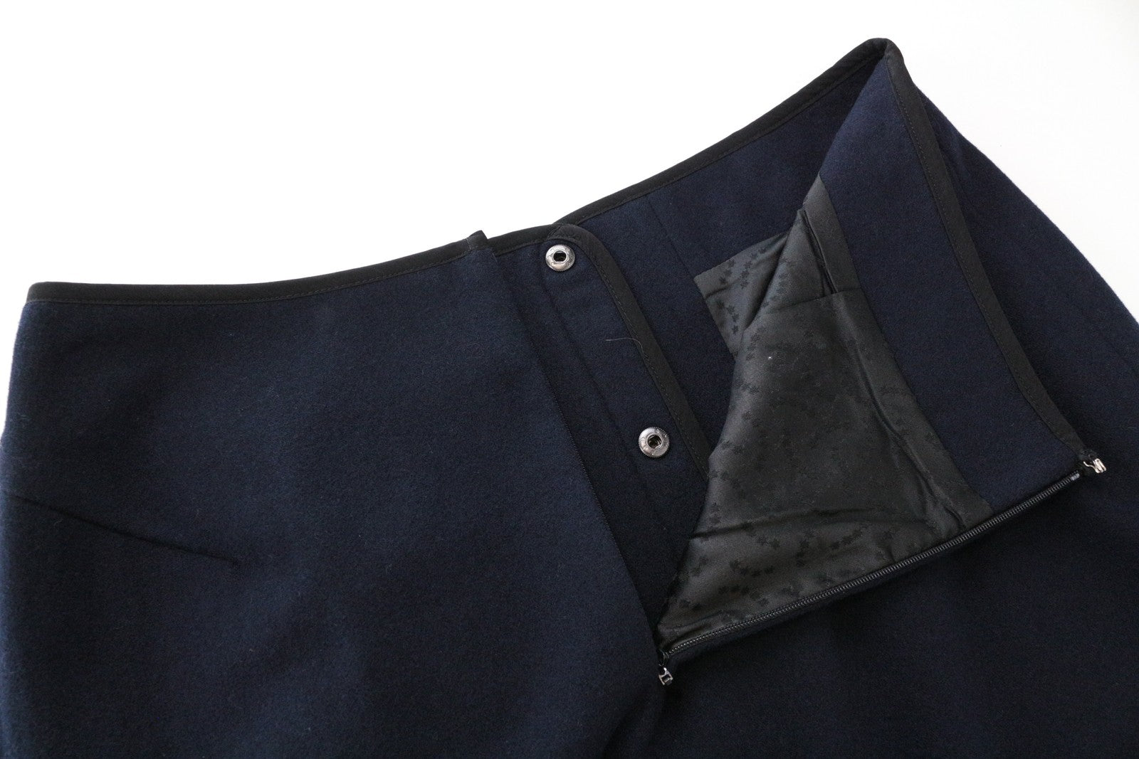 SCOTCH & SODA Women Skirt ~W31 Navy Snaps Pocketed Below the Knee Zipped Formal