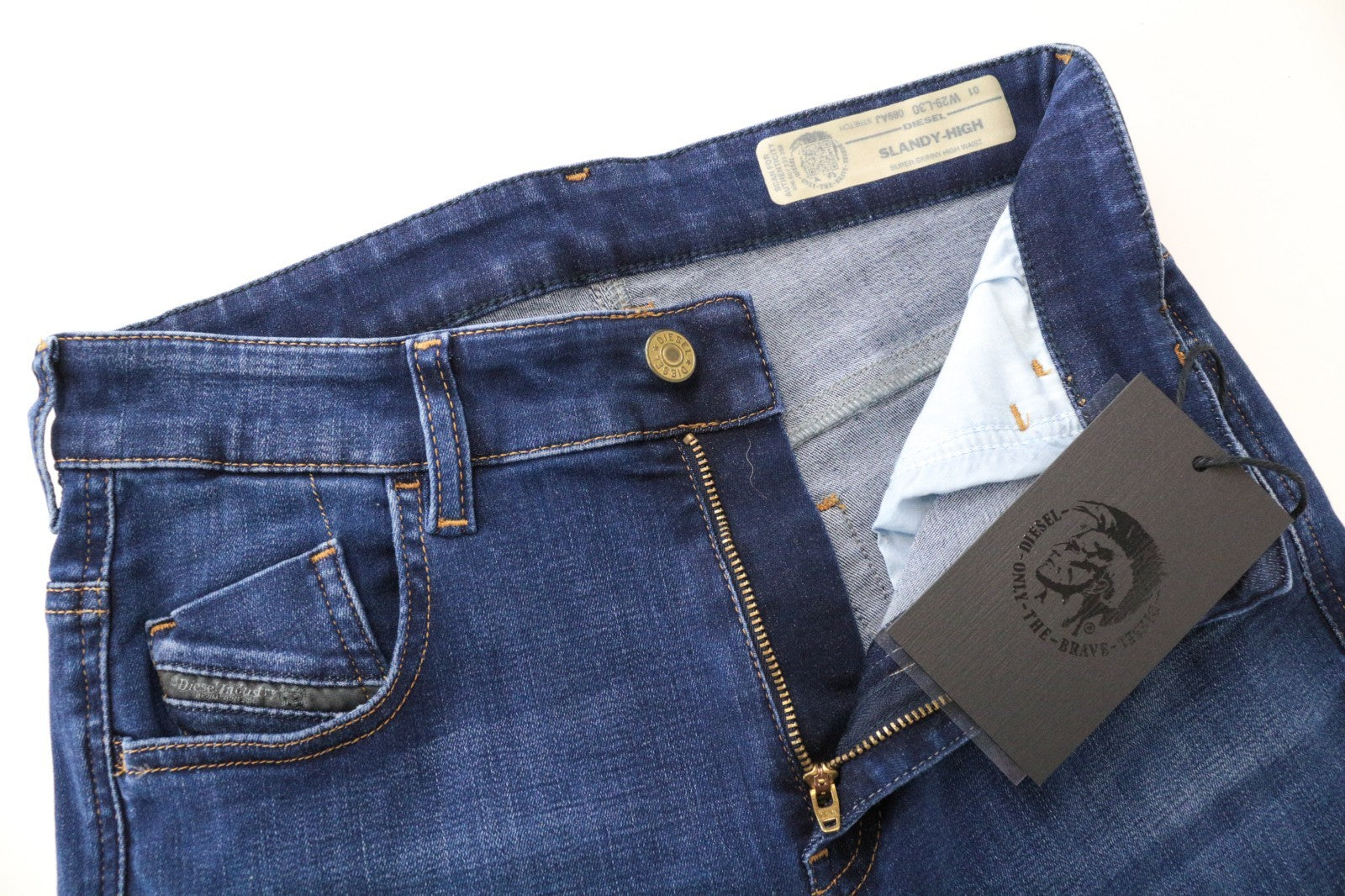 DIESEL Slandy-High 089AJ Women Jeans W29/L30 Super Skinny Blue Cotton Stretch