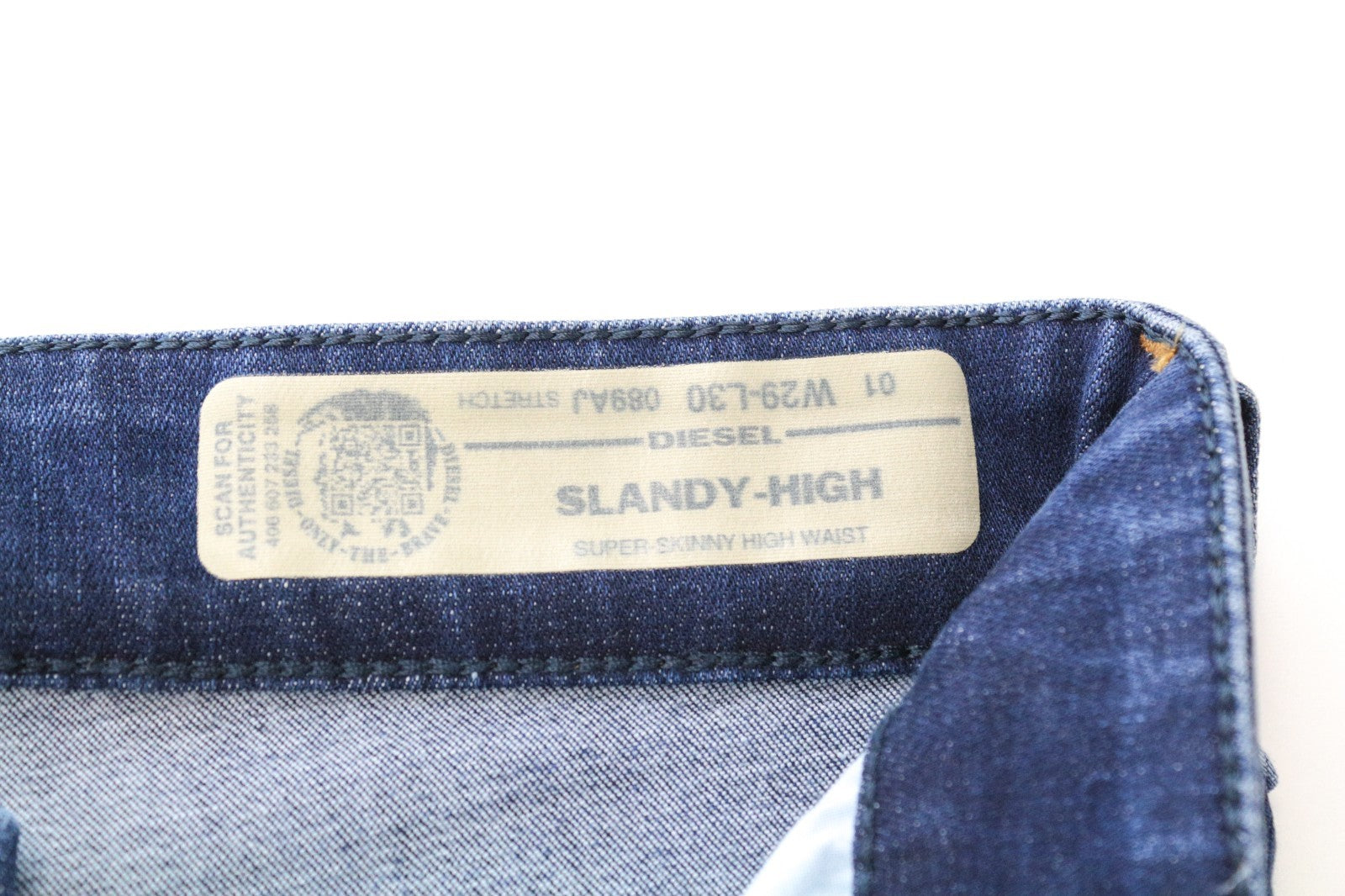 DIESEL Slandy-High 089AJ Women Jeans W29/L30 Super Skinny Blue Cotton Stretch