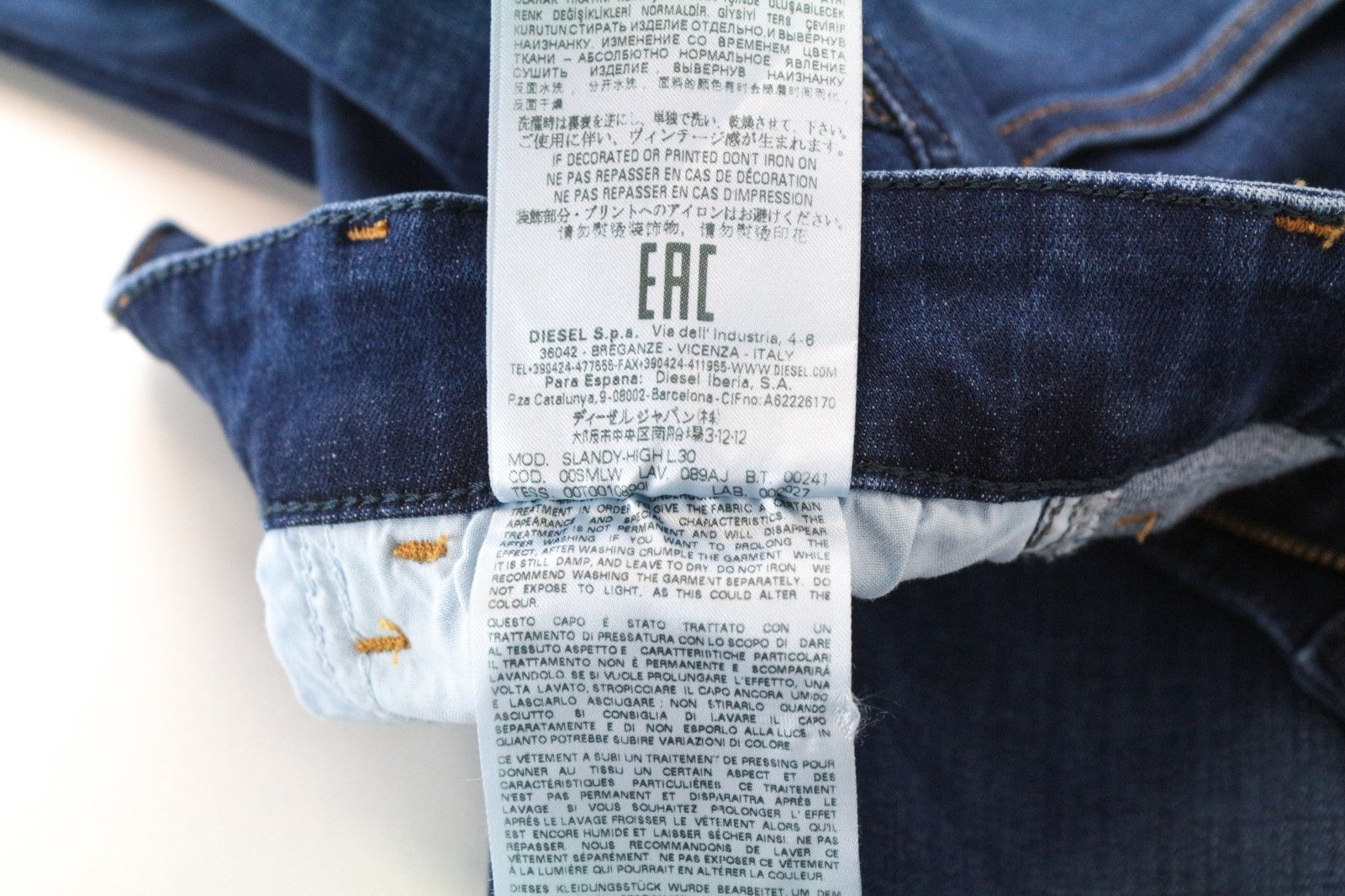 DIESEL Slandy-High 089AJ Women Jeans W29/L30 Super Skinny Blue Cotton Stretch