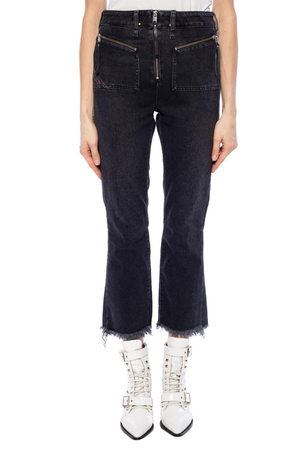 DIESEL D-Earlie 080AP Women Jeans W26/L32 Slim Black Cotton Stretch Crop Wash