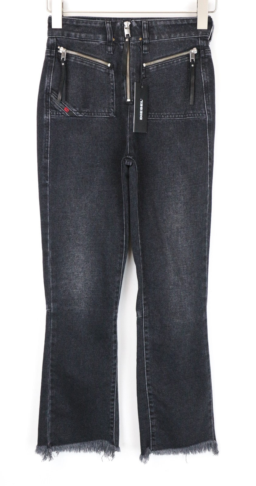DIESEL D-Earlie 080AP Women Jeans W26/L32 Slim Black Cotton Stretch Crop Wash
