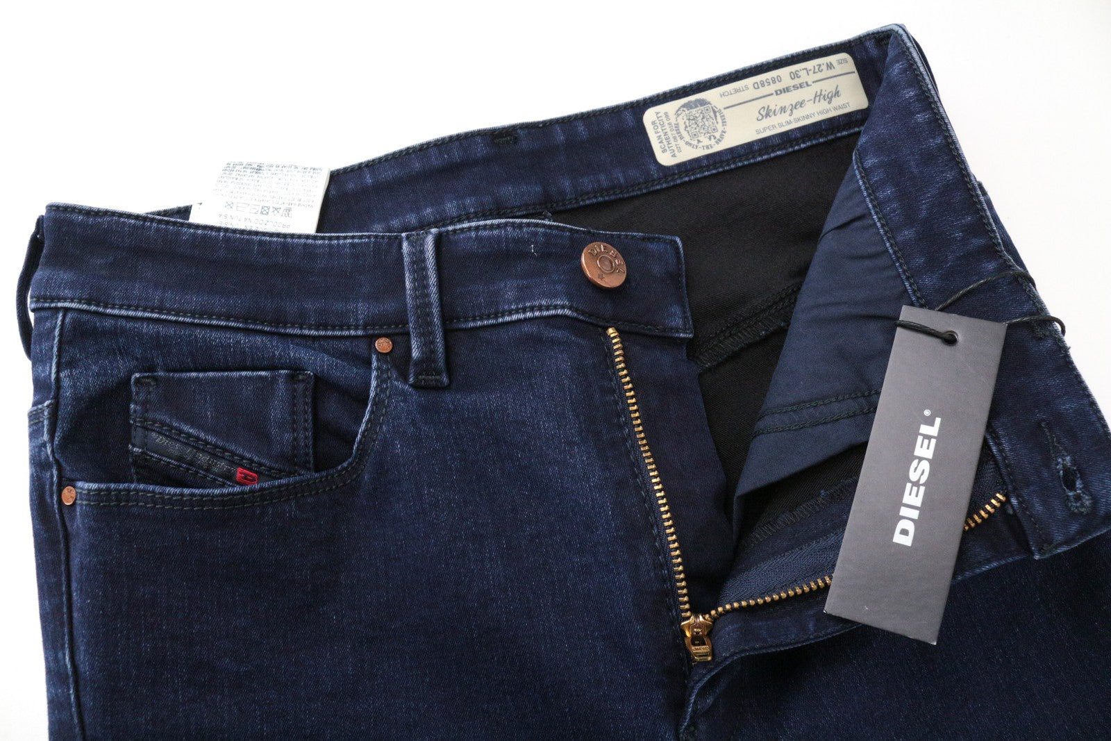 DIESEL Skinzee-High 0858D Women Jeans W27/L30 Super Slim Skinny Stretch Blue