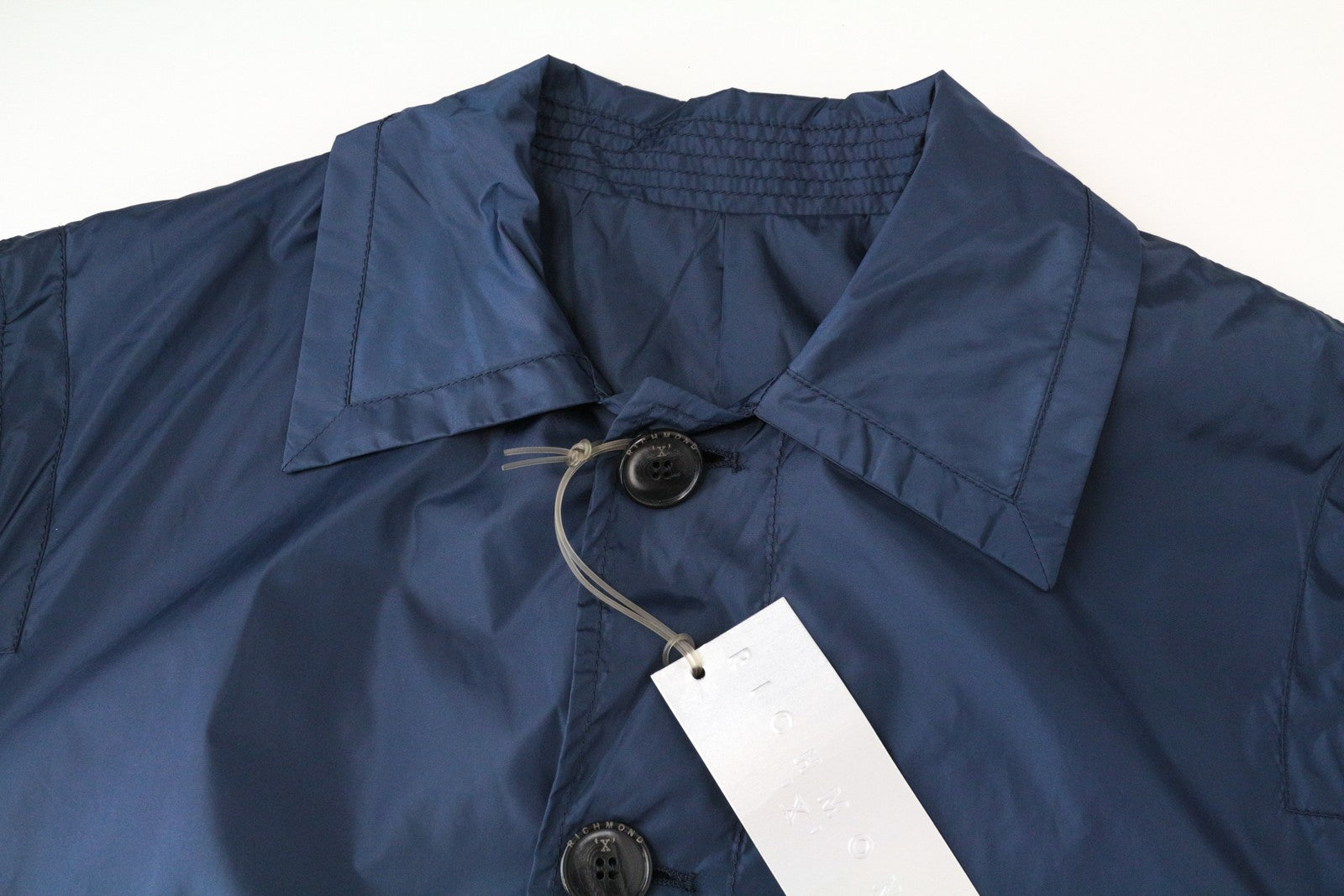 RICHMOND Men Jacket 48 M Blue Long Sleeved Single-Breasted Collared Casual