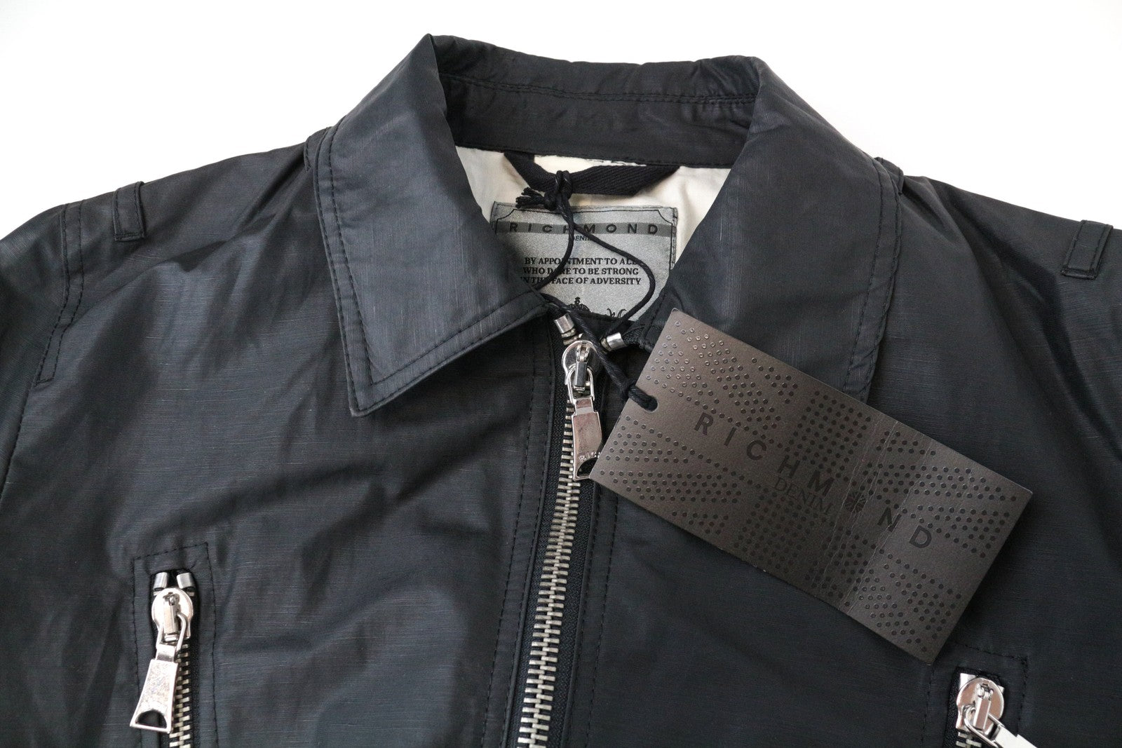 RICHMOND Men Jacket 48 M Black Linen Cotton Blend Lightweight Long Sleeved