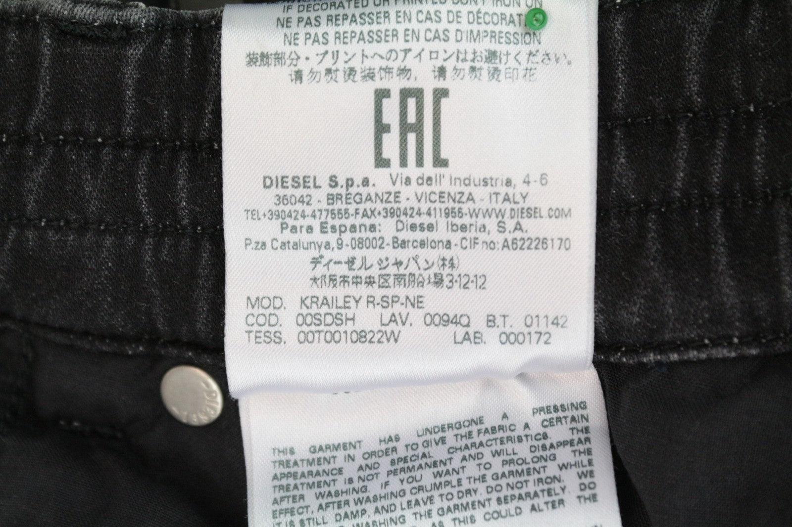DIESEL Krailey R-SP-NE 0094Q Women Jeans W27 Sweat Jogg Slim Grey Stretch Wash