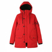 REPLAY M8869 Men Jacket XL Red Hooded Padded Full Zip Mid Length Parka
