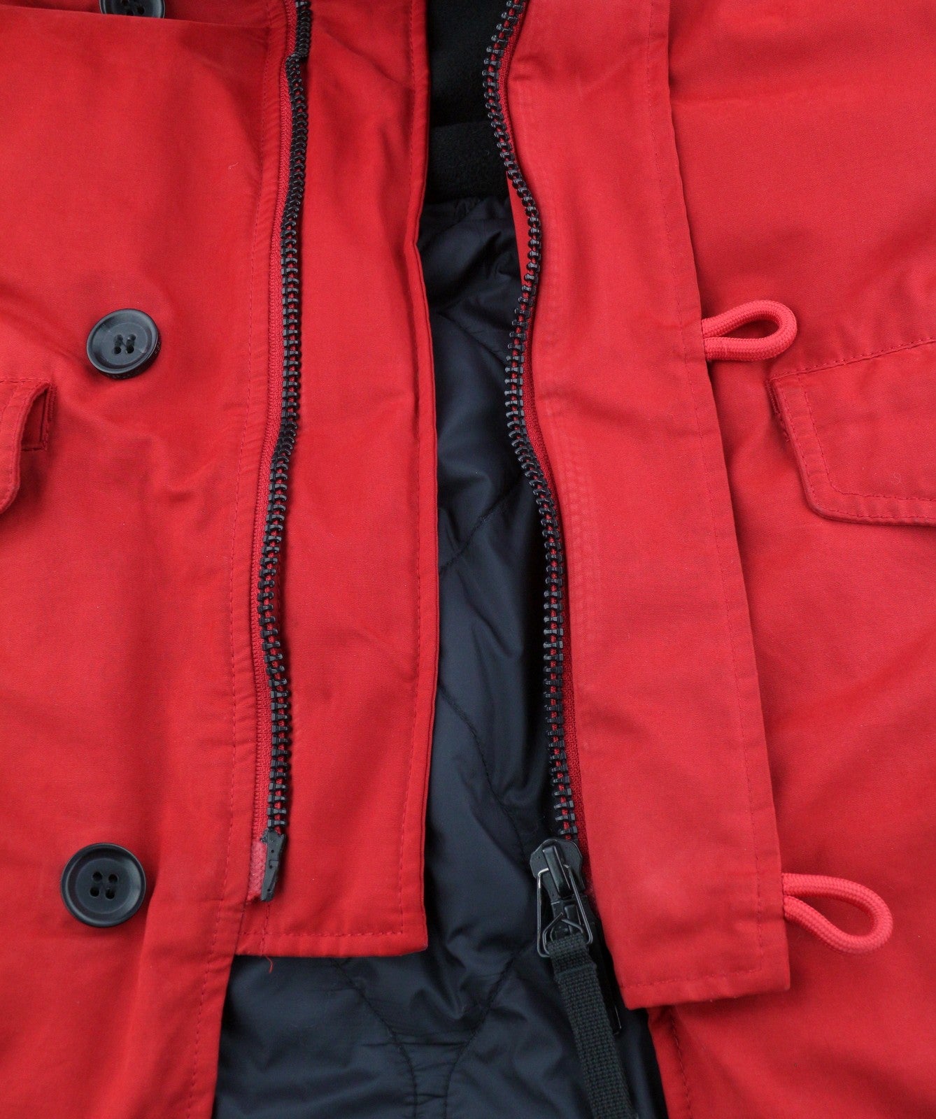 REPLAY M8869 Men Jacket XL Red Hooded Padded Full Zip Mid Length Parka