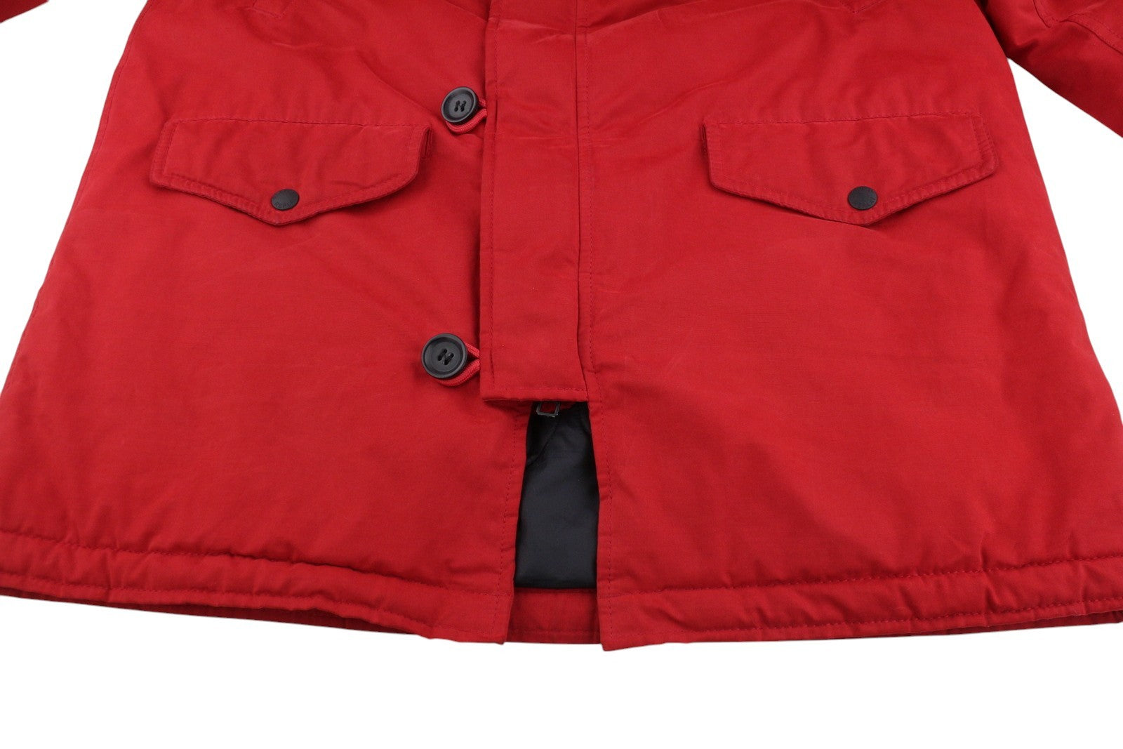 REPLAY M8869 Men Jacket XL Red Hooded Padded Full Zip Mid Length Parka