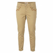 MOS MOSH Naomi D'cor Women Trousers W27 Beige Zip Fly Skinny Fit