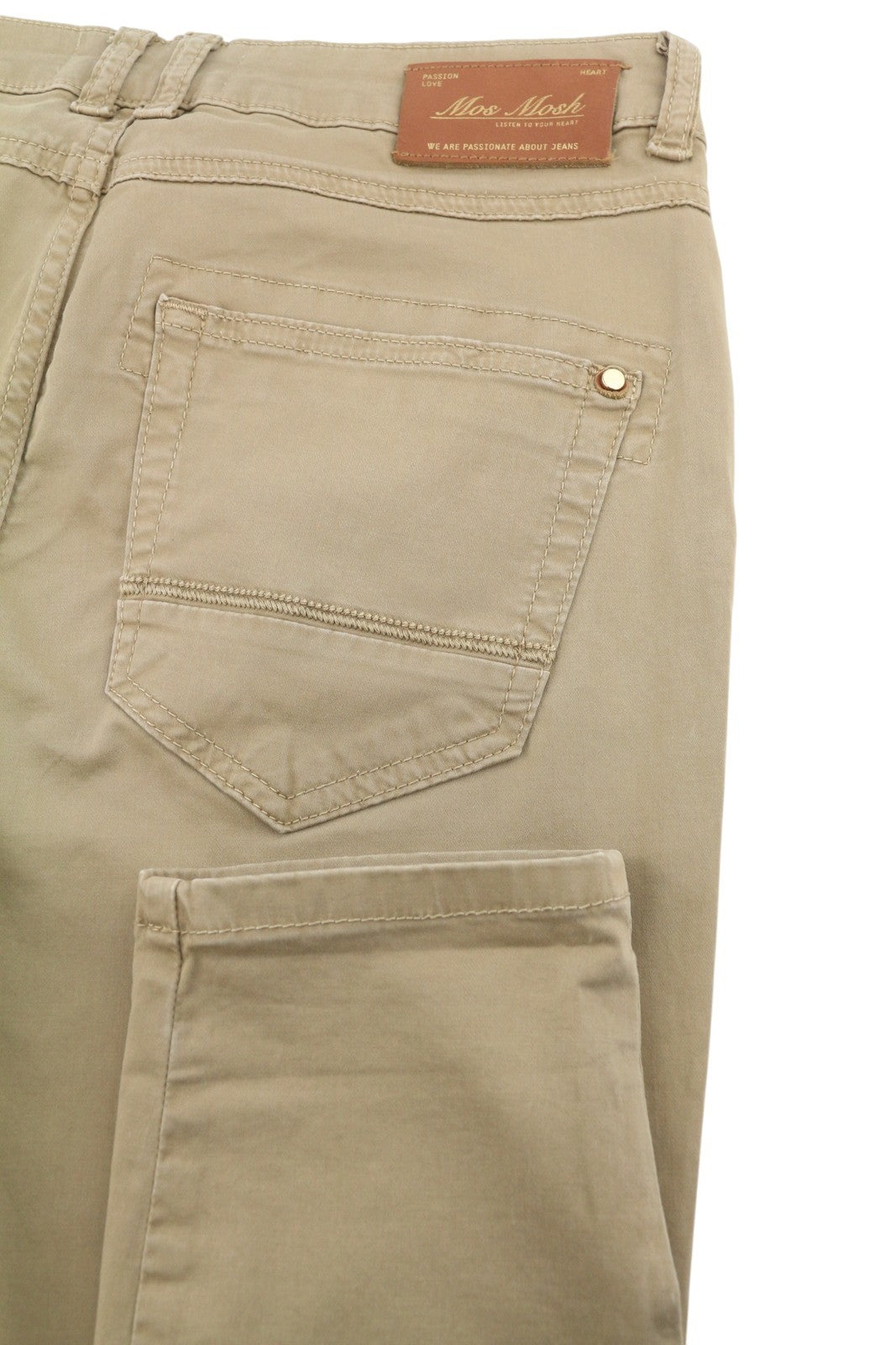 MOS MOSH Naomi D'cor Women Trousers W27 Beige Zip Fly Skinny Fit