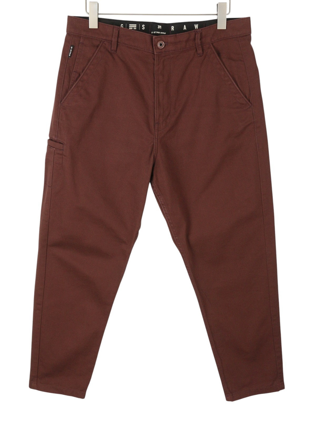 G-STAR Boyfriend Tapered Chino Men Trousers W31 Brown Cropped Zip Fly