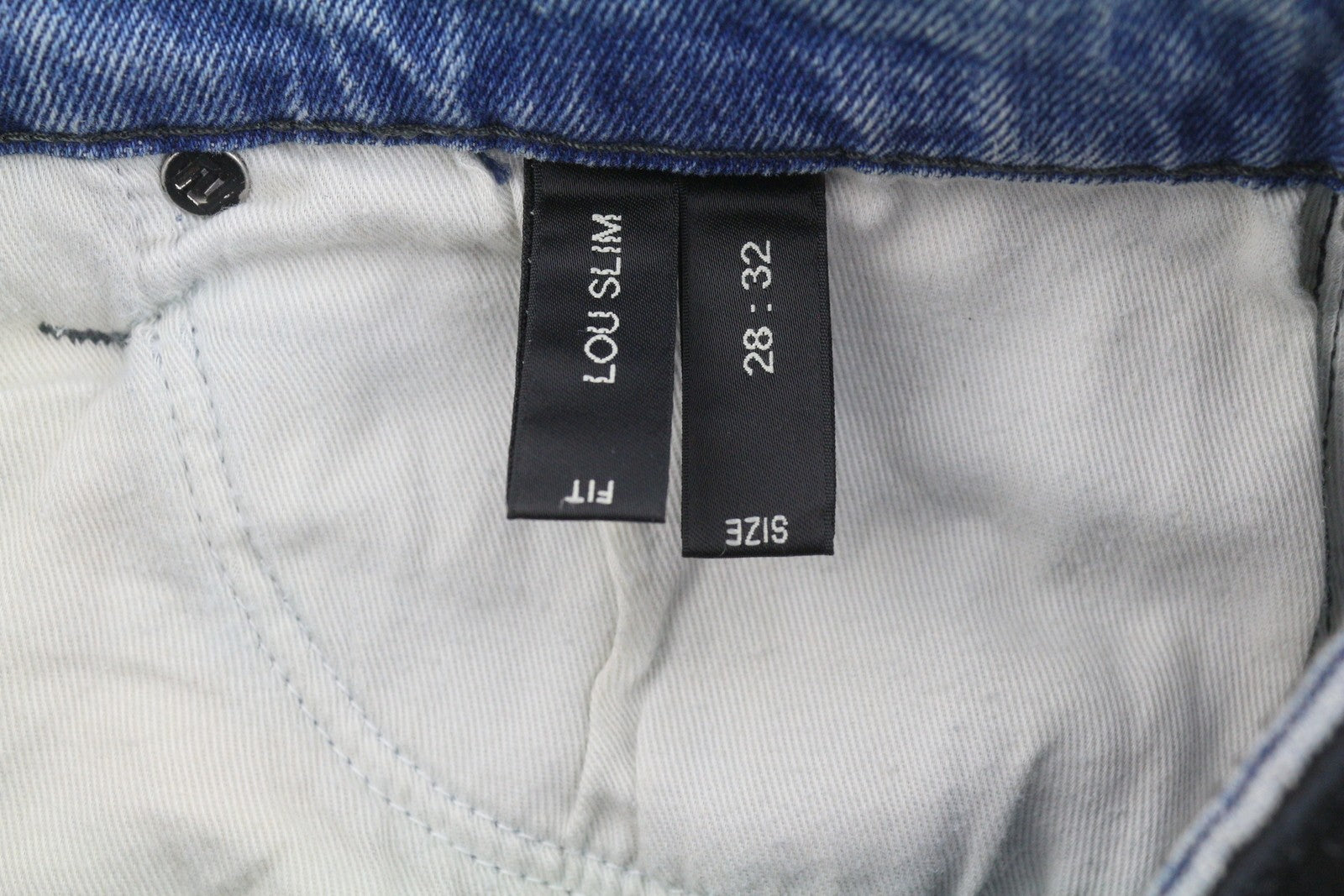NEUW Lou Slim Men Jeans W28/L32 Blue Whiskers Faded Button Fly Denim