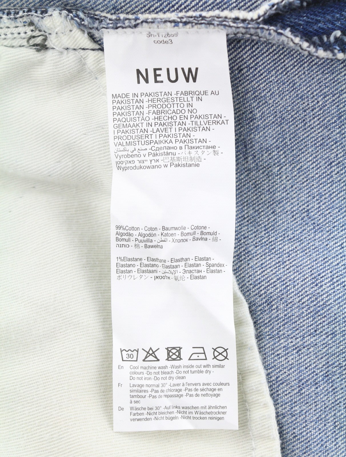 NEUW Lou Slim Men Jeans W28/L32 Blue Whiskers Faded Button Fly Denim