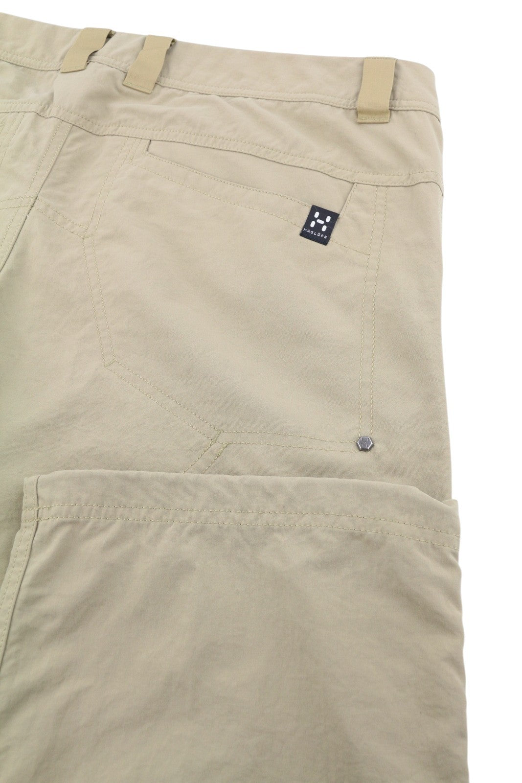 HAGLOFS Women Trousers EU44 W36 Beige Low Cut Drawstring Hems Zip Fly Trekking