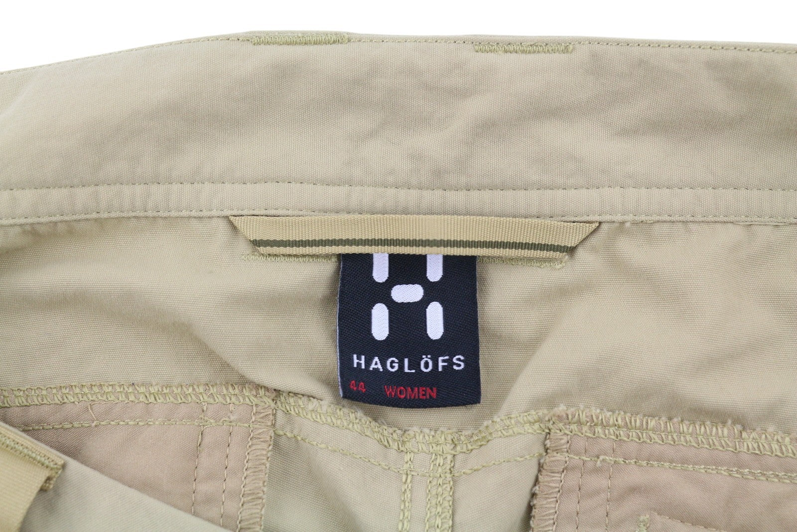 HAGLOFS Women Trousers EU44 W36 Beige Low Cut Drawstring Hems Zip Fly Trekking