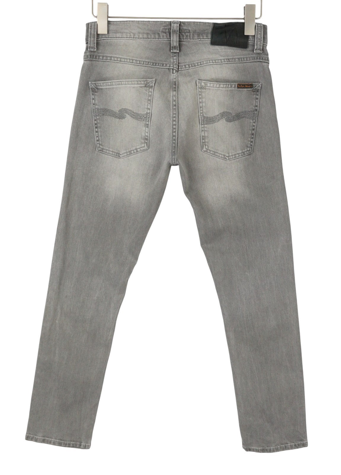 NUDIE JEANS Grim Tim Men Jeans W30/L30 Grey Wave Organic Whiskers Faded Slim