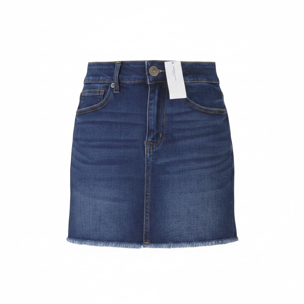 AMERICAN EAGLE OUTFITTERS Hi-Rise Mini Women Skirt UK12 W28 Blue Faded Stretch