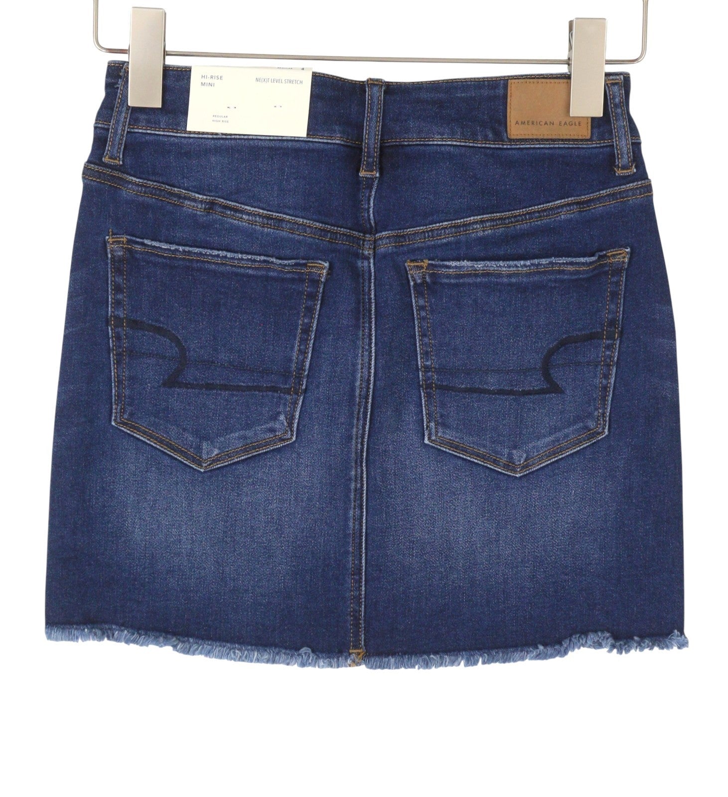 AMERICAN EAGLE OUTFITTERS Hi-Rise Mini Women Skirt UK12 W28 Blue Faded Stretch