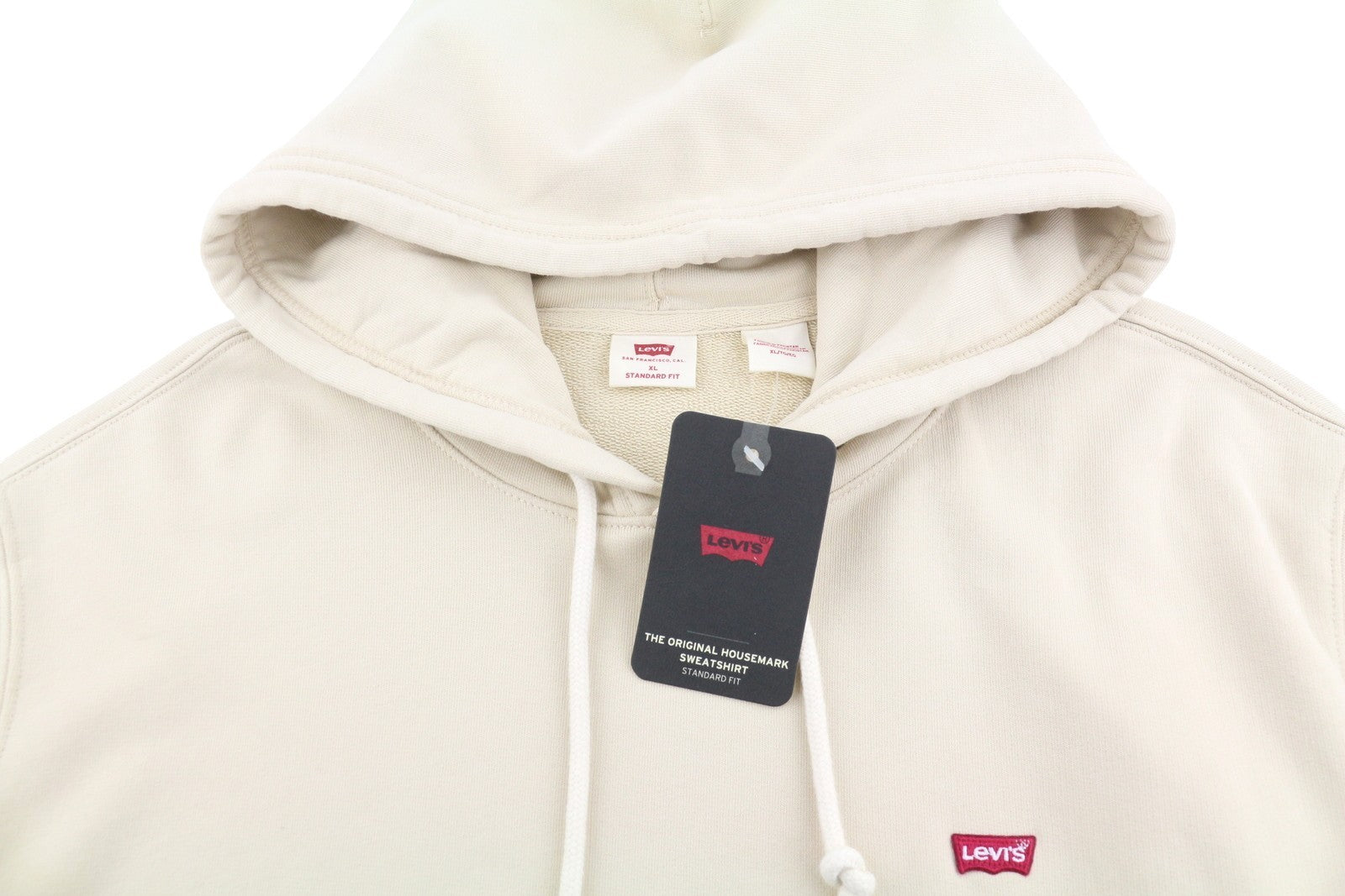 LEVI'S Standard Fit Men Hoodie XL Beige Kangaroo Pocket Pull On